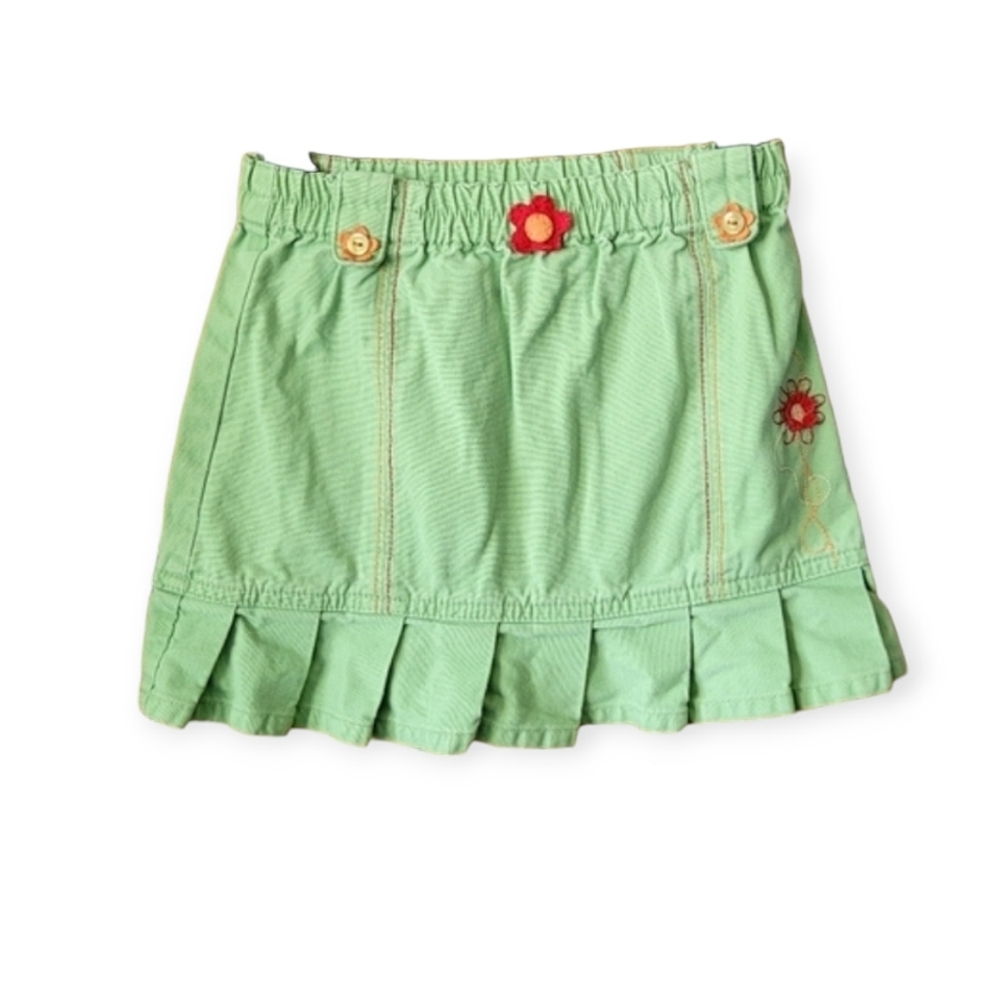 Vintage Y2K Krickets Elite Pleated Hem Skirt Embroidered toddler size 2 green